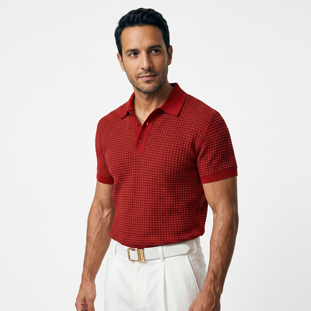 Camisa Waffle - Rojo - Lado