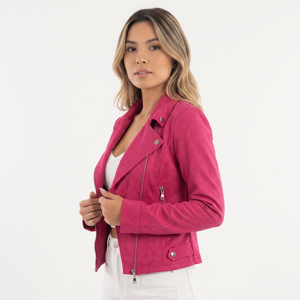 Chaqueta Moto Convertible - Rosa - Lado