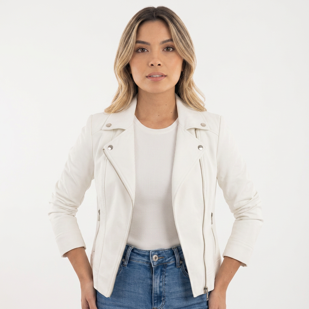 Chaqueta Moto Convertible - Blanco - Frente
