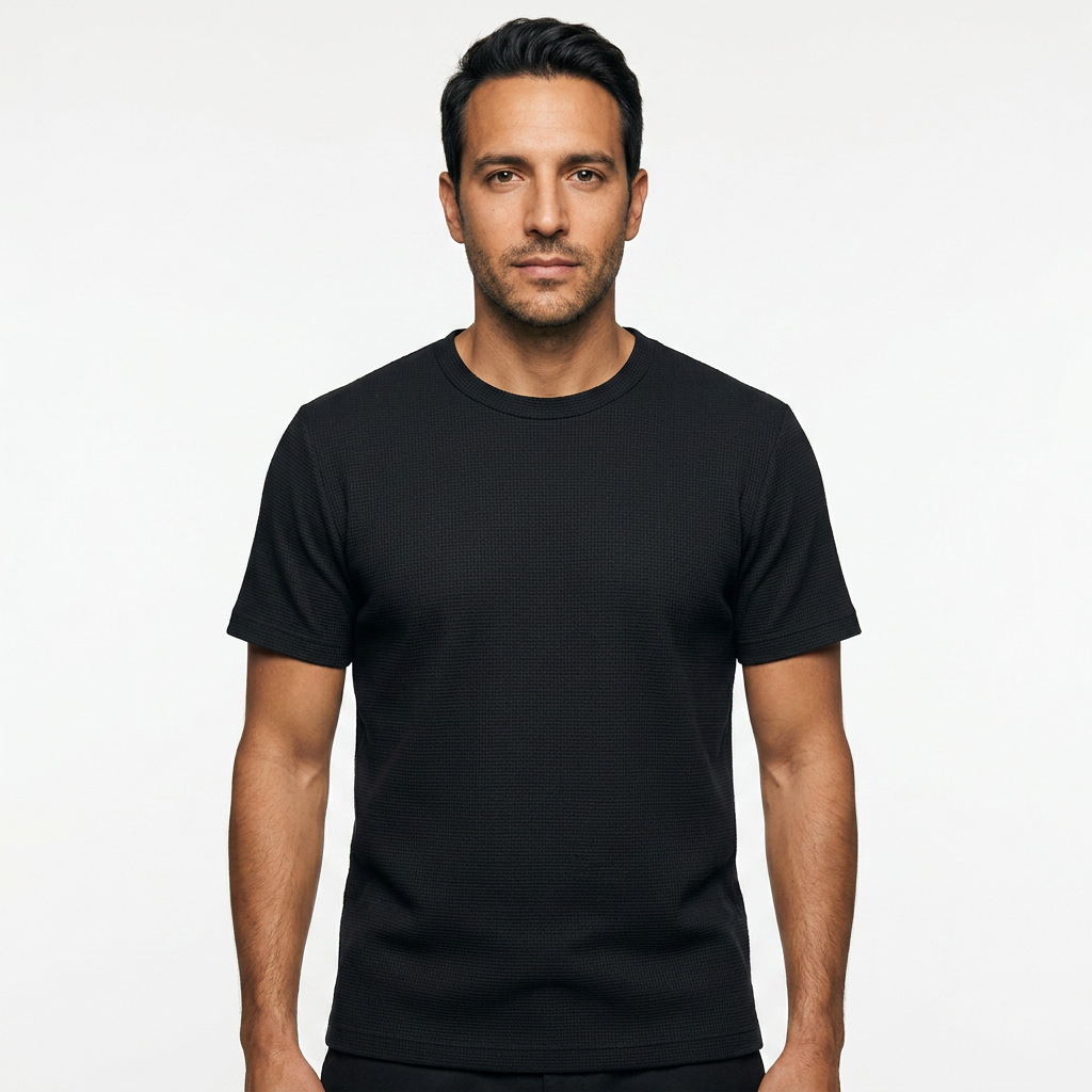 Camiseta Waffle - Negro - Frente