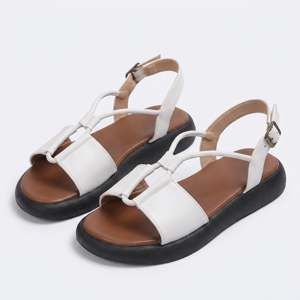 Sandalias Puntera Redonda - Blanco - Par