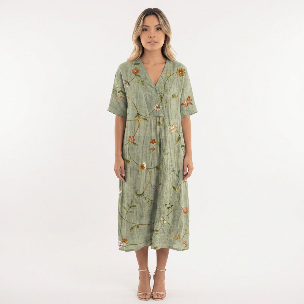 Vestido Escote V - Floral5 - Frente