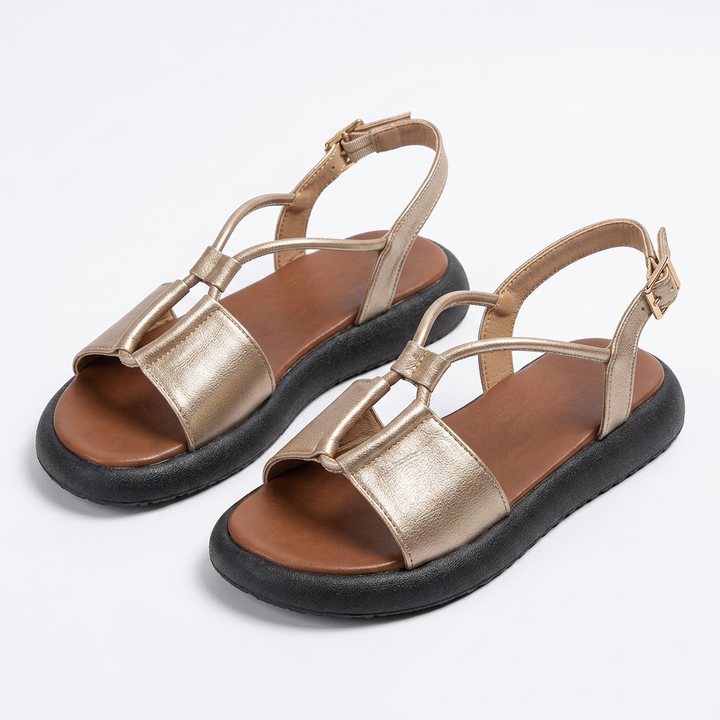 Sandalias Puntera Redonda - Dorado - Par