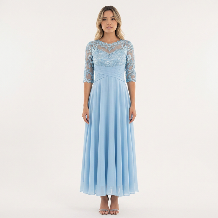Vestido Encaje - AzulClaro - Frente