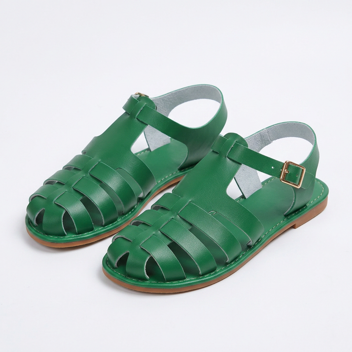 Sandalias Piel Casual - Verde - Par