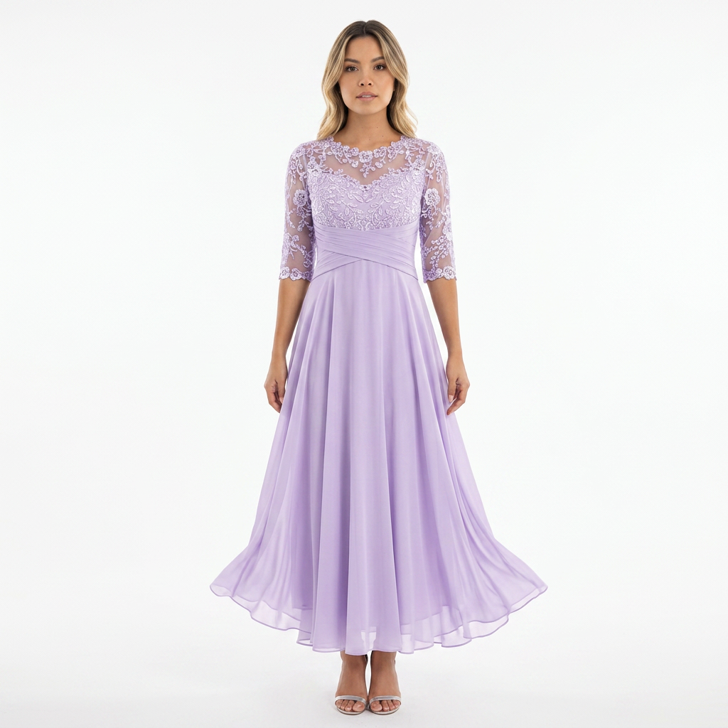Vestido Encaje - Lila - Frente