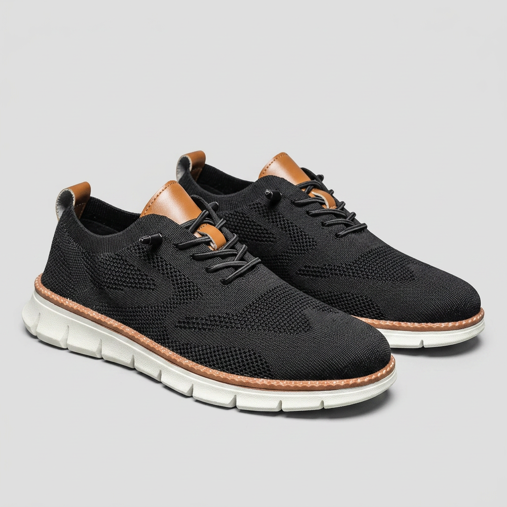 Zapatillas Ligeras Piel Genuina - Negro - Par