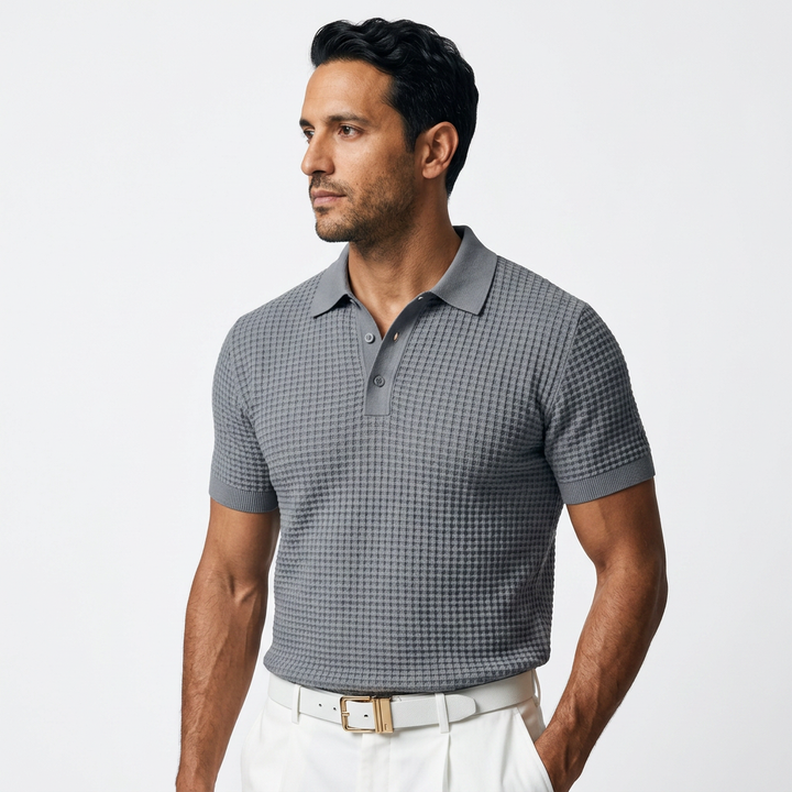 Camisa Waffle - AzulMarino - Lado