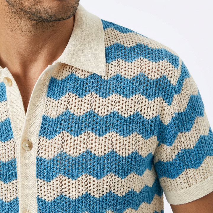 Camisa Crochet - Azul - Pormenor