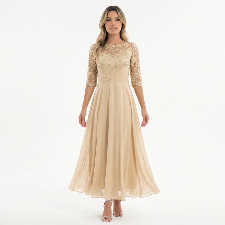 Vestido Encaje - Beige - Frente