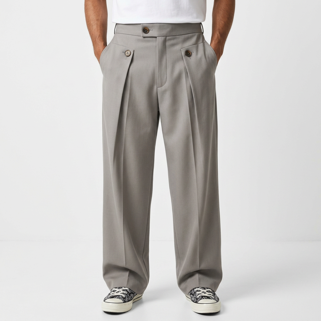 Pantalon Ancha - Gris - ApenasCalcas