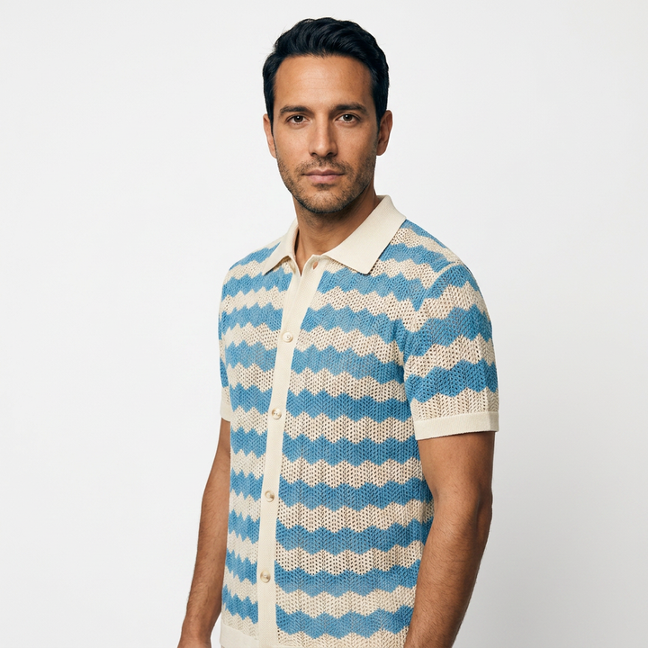 Camisa Crochet - Azul - Lado