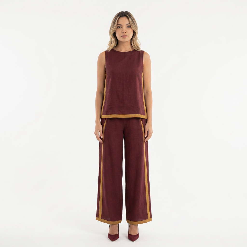 Conjunto Top Pantalon - Burdeos - Frente