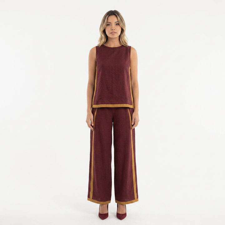 Conjunto Top Pantalon - Burdeos - Frente