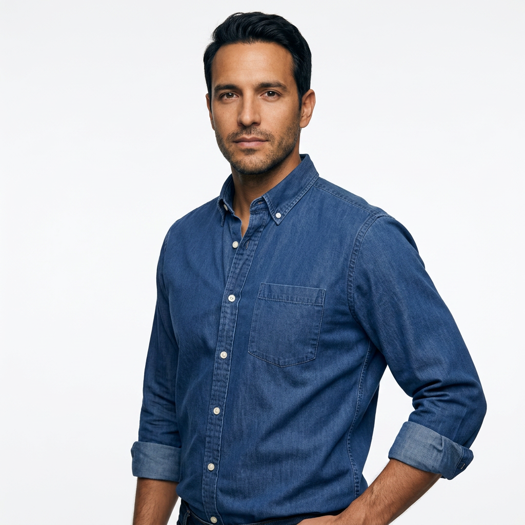 Camisa Vintage - Azul - Lado