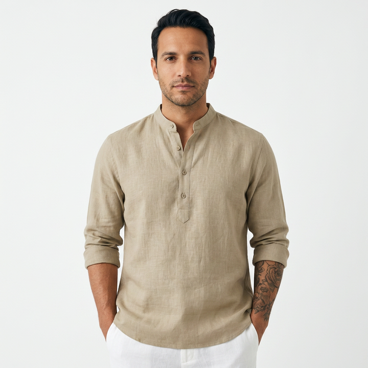 Camisa Lino - Beige - Frente