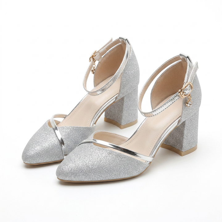 Zapatos Tacon - Plateado - Par