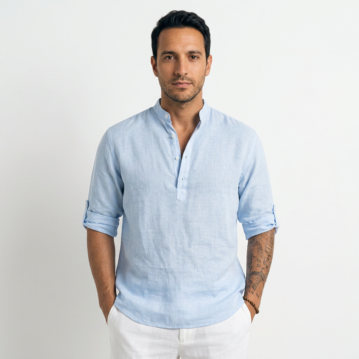 Camisa Lino - AzulClaro - Frente