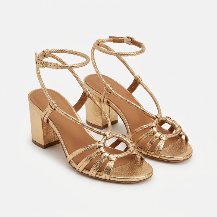 Sandalias Trenzadas Tacon - DoradoOscuro - Par