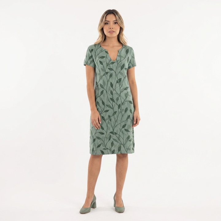 Vestido Escote V - Verde - Frente