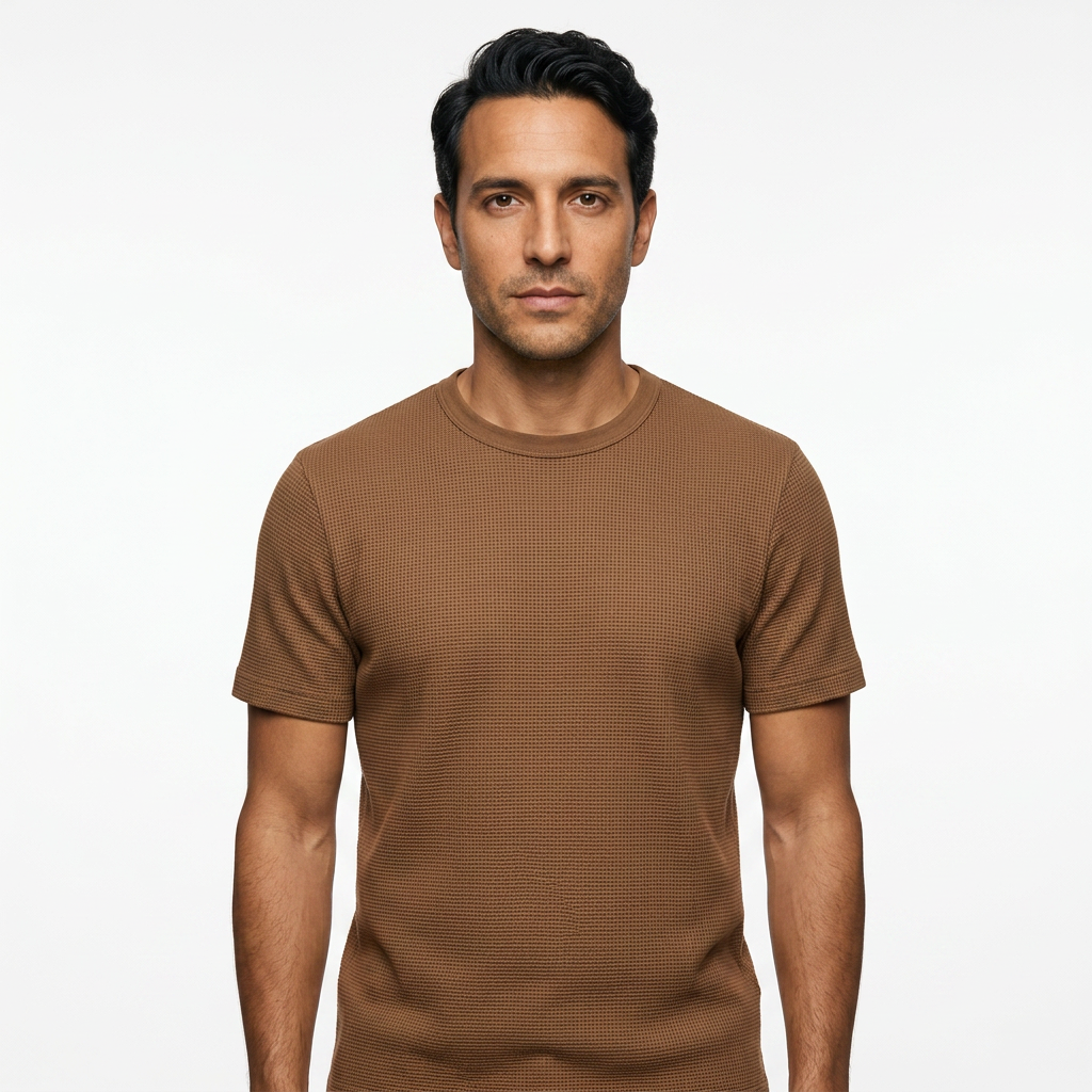 Camiseta Waffle - Camel - Frente
