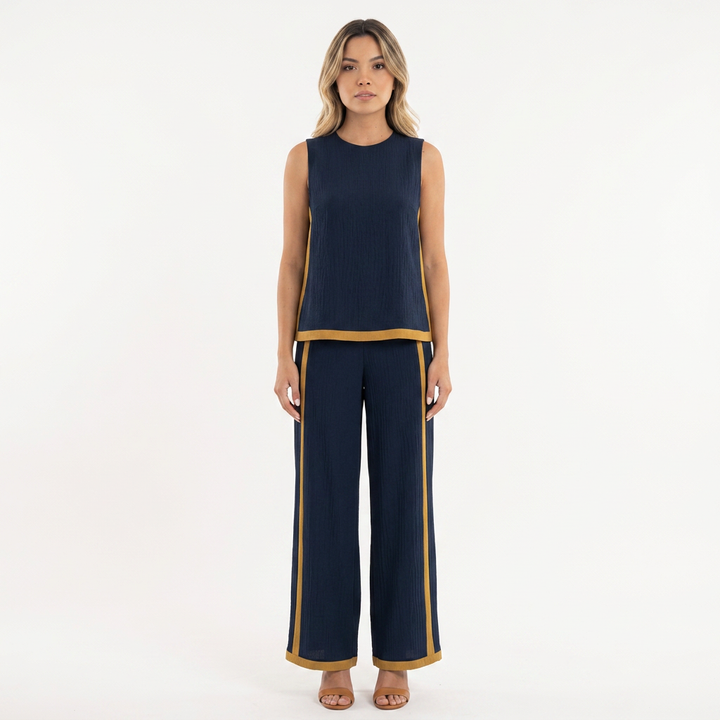 Conjunto Top Pantalon - AzulMarino - Frente