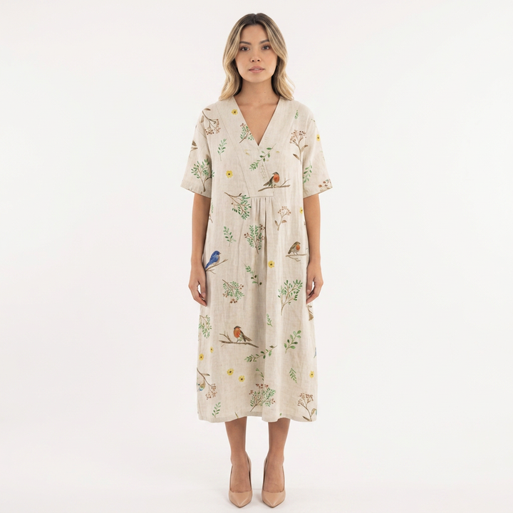 Vestido Escote V - Floral13 - Frente
