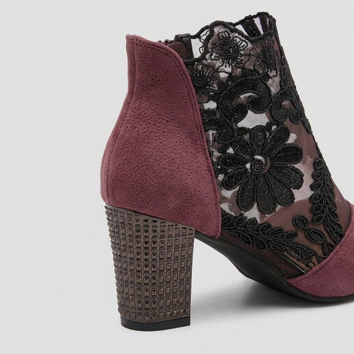 Tacones Encaje - Rojo - Pormenor