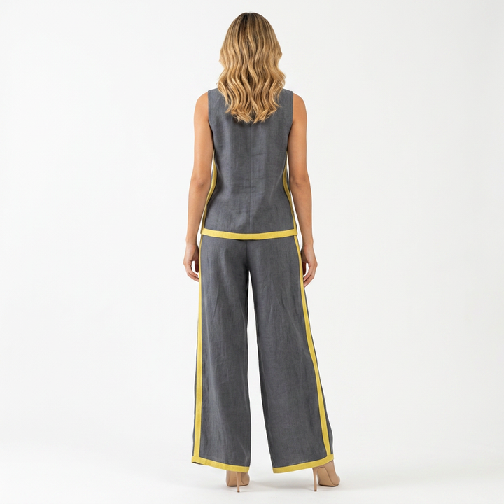 Conjunto Top Pantalon - Gris - Costas