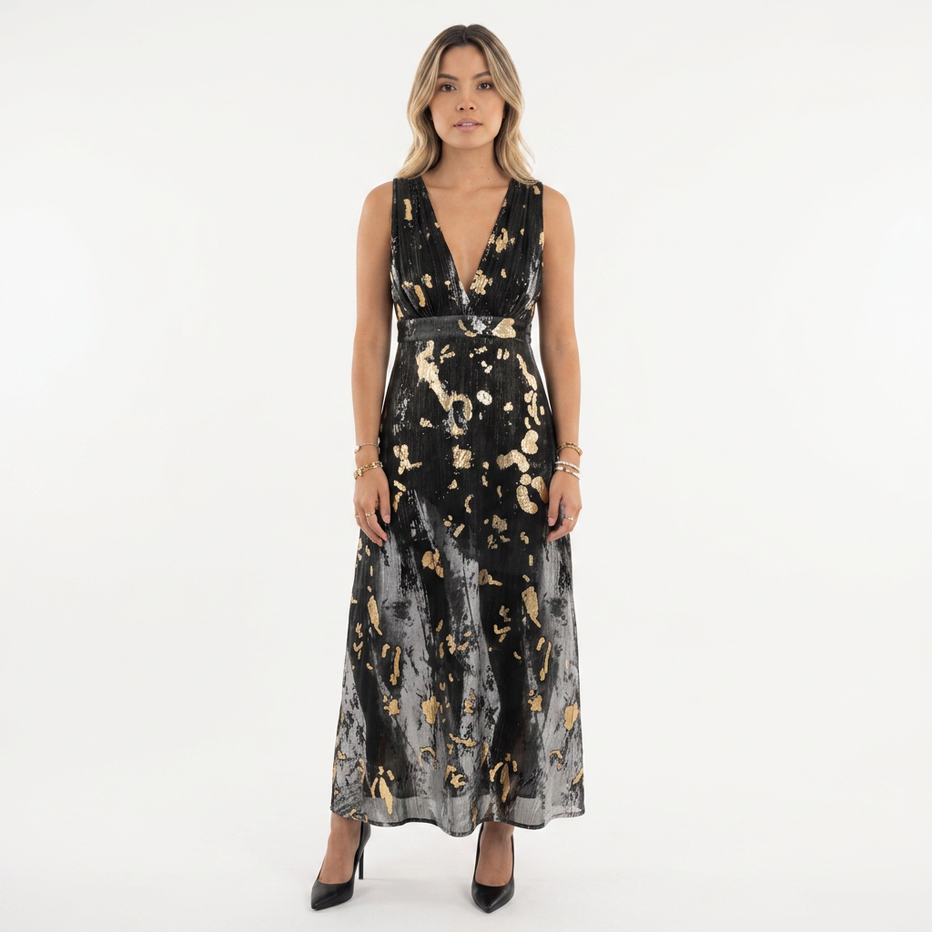 Vestido Lentejuelas - Negro - Frente
