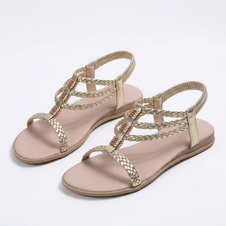 Sandalias Planas Doradas - DoradoPalido - Par