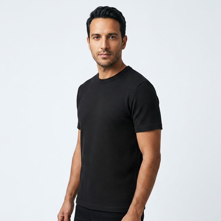 Camiseta Waffle - Negro - Lado
