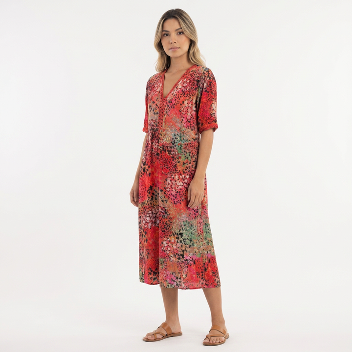 Vestido Estampado - RojoEscarlata - CorpoTodo