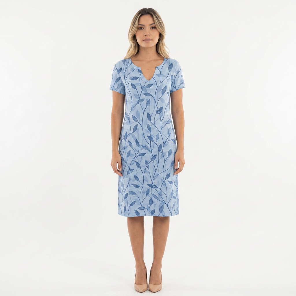 Vestido Escote V - Azul - Frente