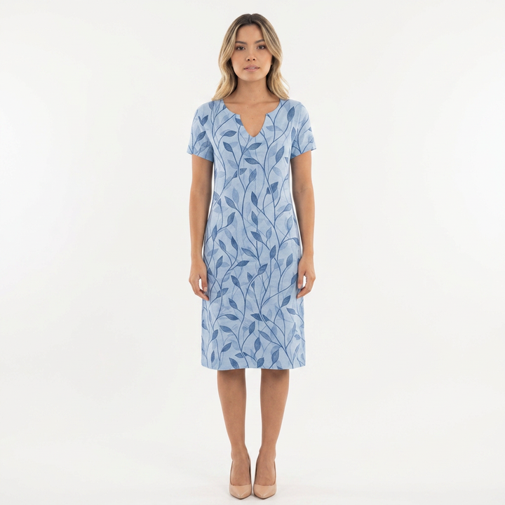 Vestido Escote V - Azul - Frente