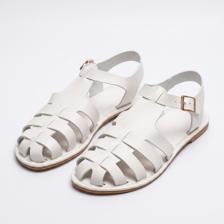 Sandalias Piel Casual - Blanco - Par