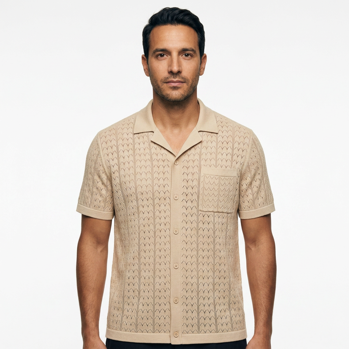 Polo Punto Jacquard Vintage - Champán - Frente