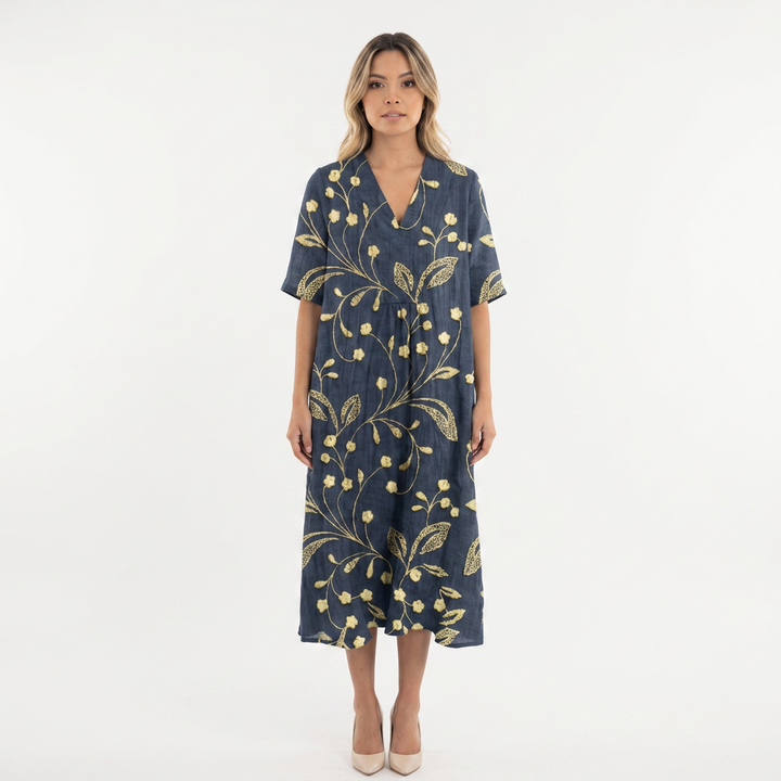 Vestido Escote V - Floral8 - Frente