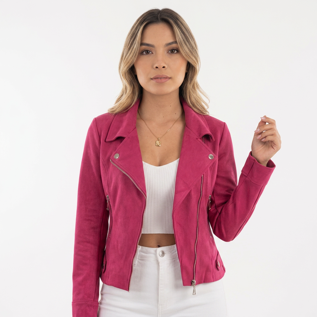Chaqueta Moto Convertible - Rosa - Frente
