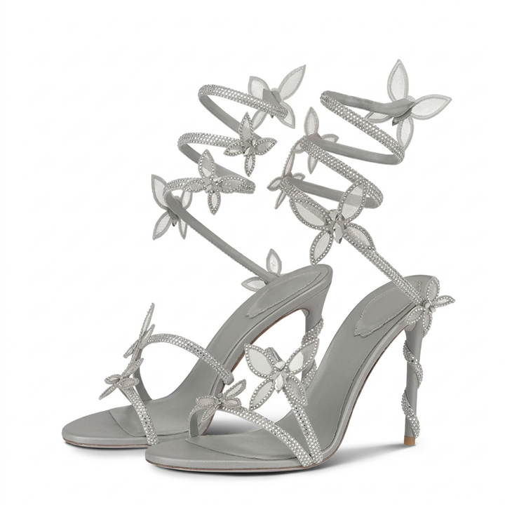 Sandalias Flor Cristal - Plateado - Par