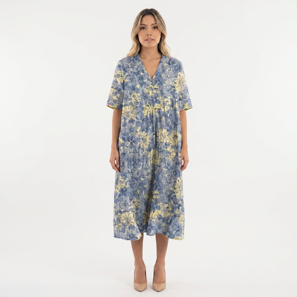 Vestido Escote V - Floral11 - Frente