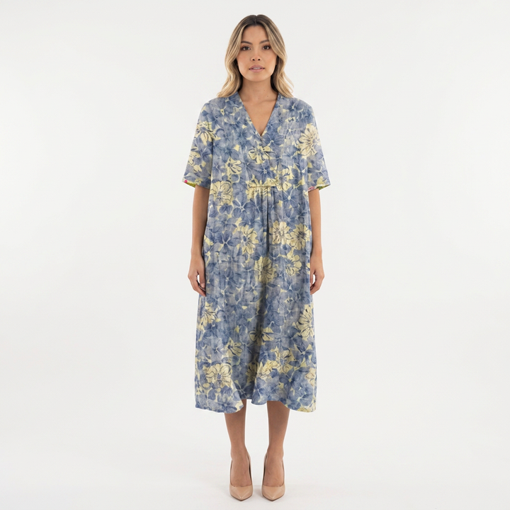 Vestido Escote V - Floral11 - Frente
