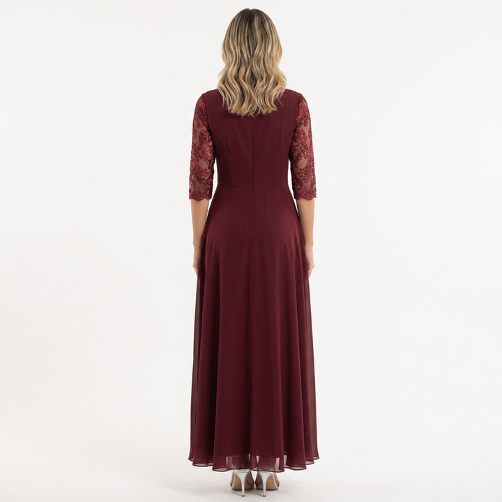 Vestido Encaje - RojoOscuro - Costas