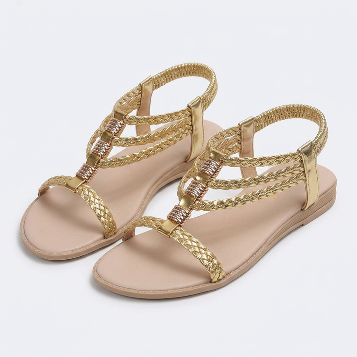 Sandalias Planas Doradas - AmarilloDorado - Par