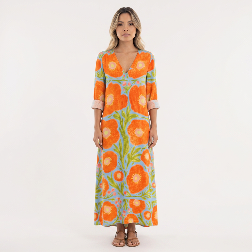 Vestido Floral Boda - Multicolor - Frente