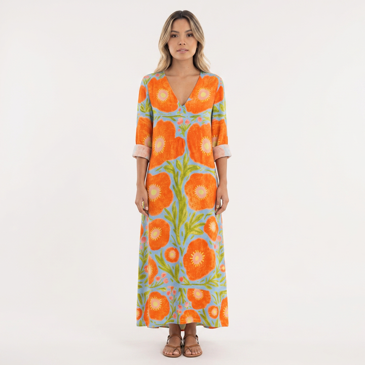 Vestido Floral Boda - Multicolor - Frente