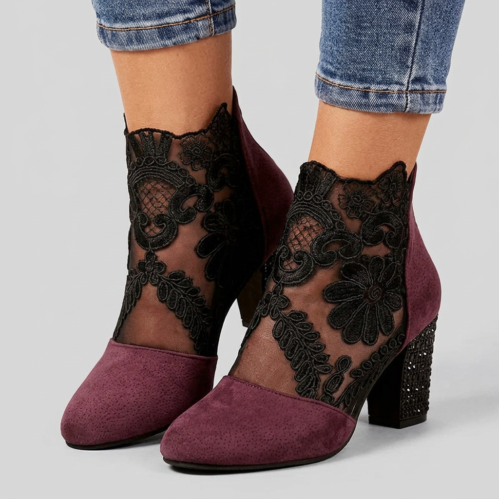 Tacones Encaje - Rojo - Calcado
