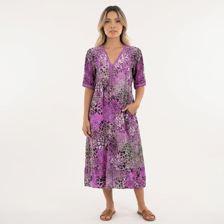 Vestido Estampado - MoradoLavanda - Frente