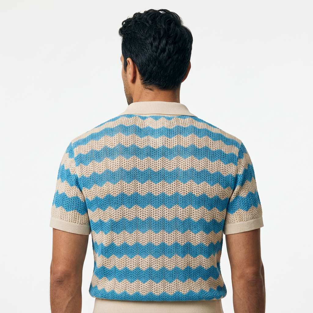 Camisa Crochet - Azul - Costas