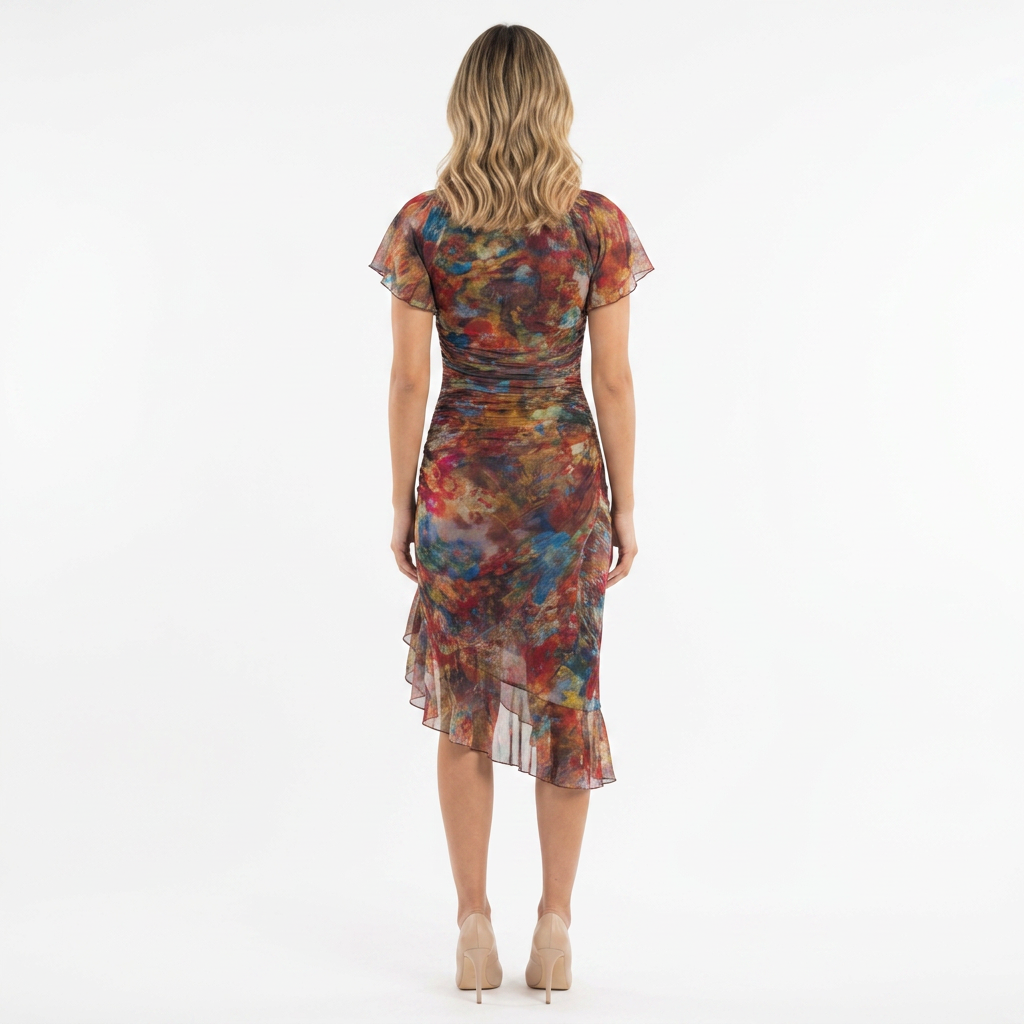 Vestido Boho Drapeado - Rojo - Costas